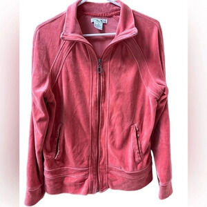 Fu Da women’s retro full front zipper track jacket. Velvet. Size medium